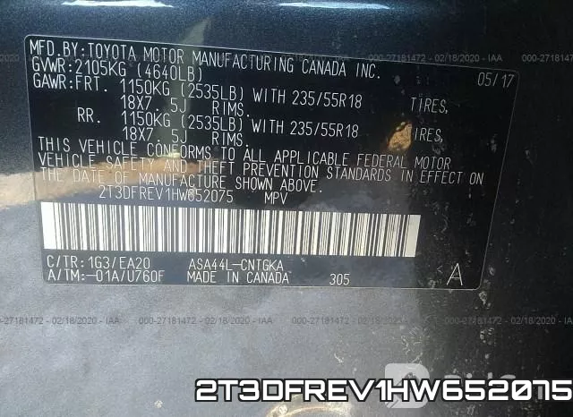 2T3DFREV1HW652075 фото 7