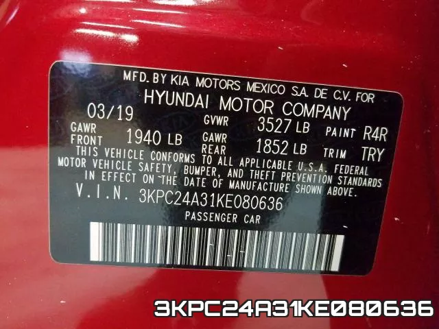 3KPC24A31KE080636 фото 2