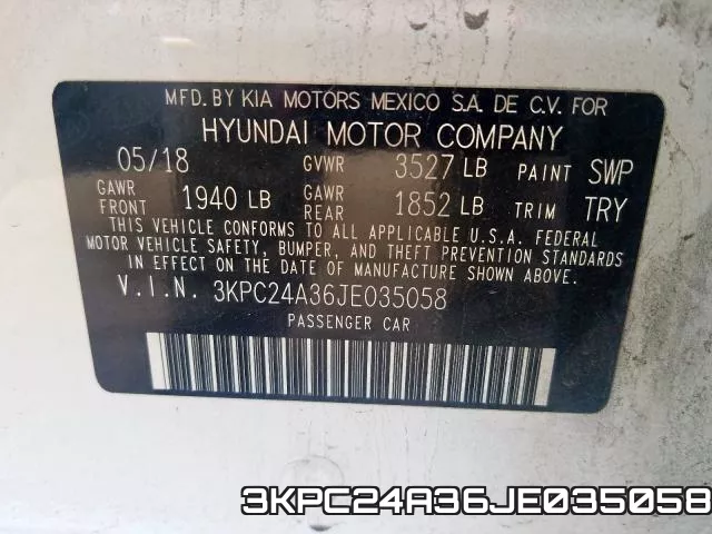 3KPC24A36JE035058 фото 2