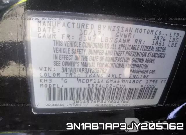 3N1AB7AP3JY205762 фото 6