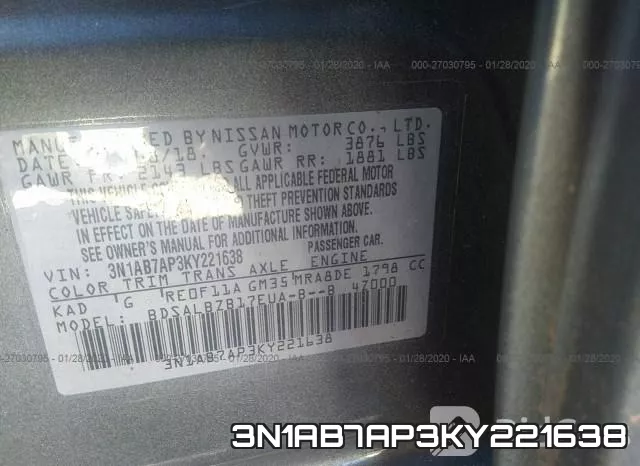 3N1AB7AP3KY221638 фото 8