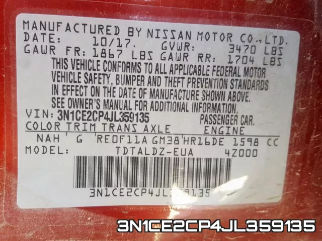 3N1CE2CP4JL359135 фото 2