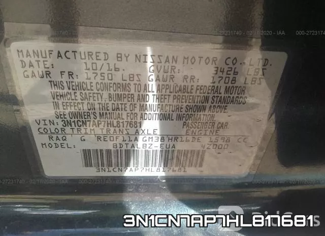 3N1CN7AP7HL817681 фото 5