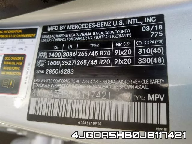 4JGDA5HB0JB117421 фото 2