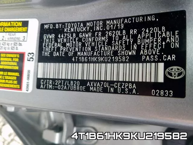 4T1B61HK9KU219582 фото 2