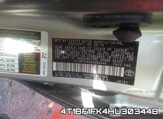 4T1BF1FK4HU303448 фото 7