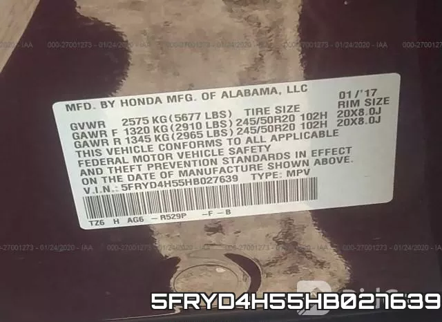 5FRYD4H55HB027639 фото 8