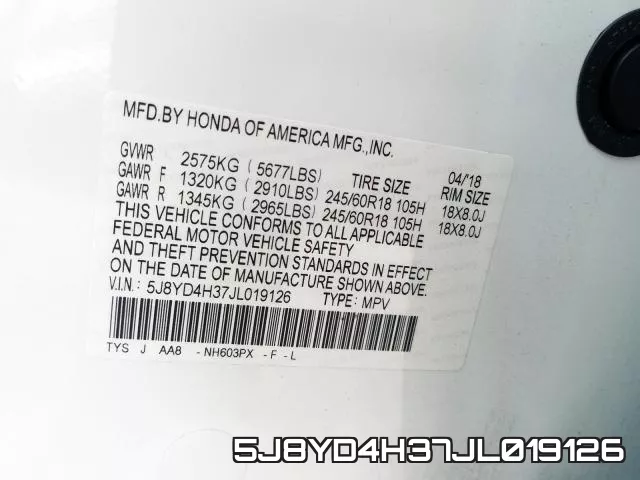 5J8YD4H37JL019126 фото 2