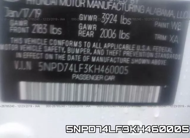 5NPD74LF3KH460005 фото 8