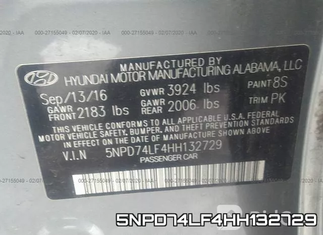 5NPD74LF4HH132729 фото 5