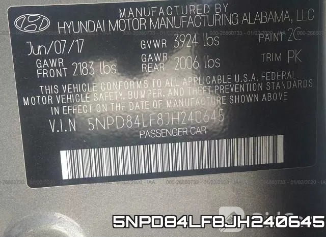 5NPD84LF8JH240645 фото 7