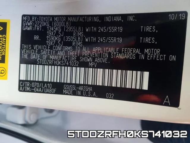 5TDDZRFH0KS741032 фото 2