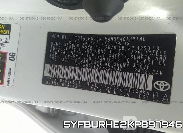 5YFBURHE2KP897946 фото 6