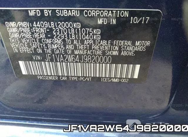 JF1VA2W64J9820000 фото 8