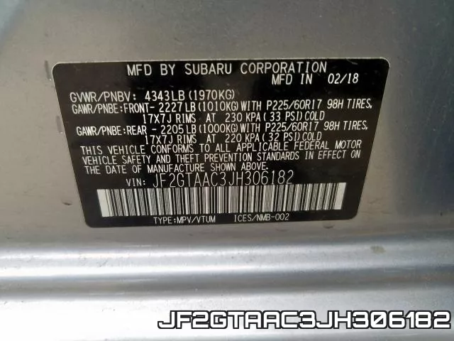 JF2GTAAC3JH306182 фото 2