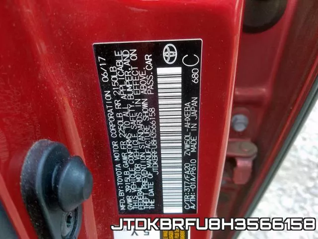 JTDKBRFU8H3566158 фото 2