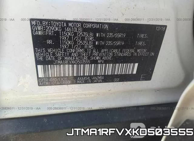 JTMA1RFVXKD503555 фото 9