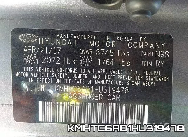 KMHTC6AD1HU319478 фото 8