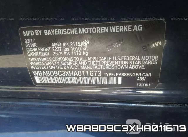 WBA8D9C3XHA011673 фото 9