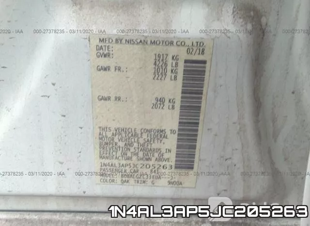 1N4AL3AP5JC205263 фото 6