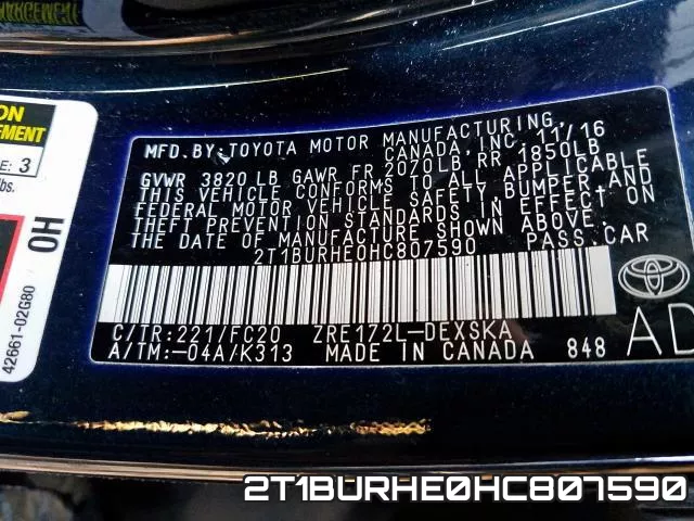 2T1BURHE0HC807590 фото 2
