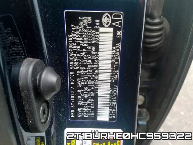 2T1BURHE0HC959322 фото 2