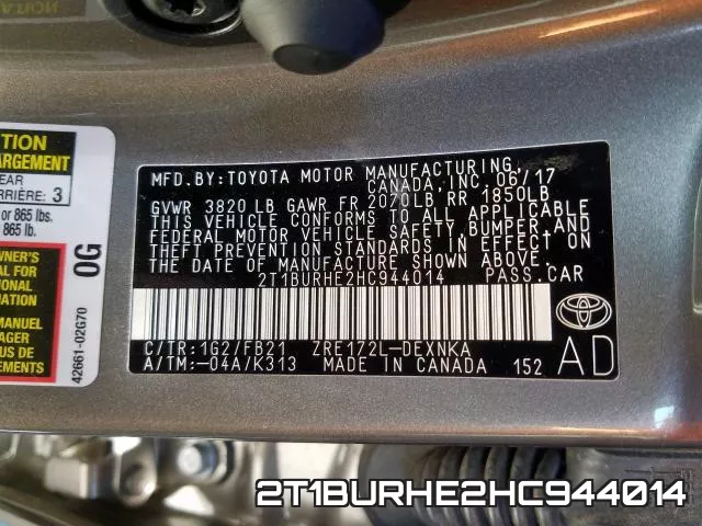 2T1BURHE2HC944014 фото 2