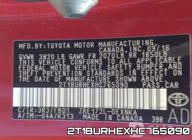 2T1BURHEXHC765090 фото 7