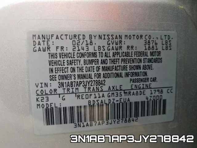 3N1AB7AP3JY278842 фото 2