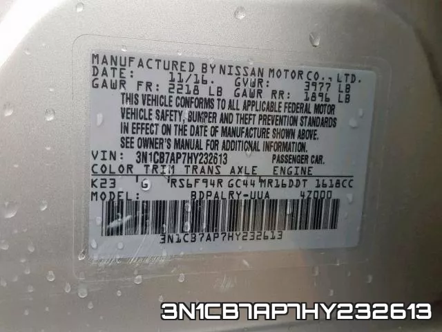 3N1CB7AP7HY232613 фото 2