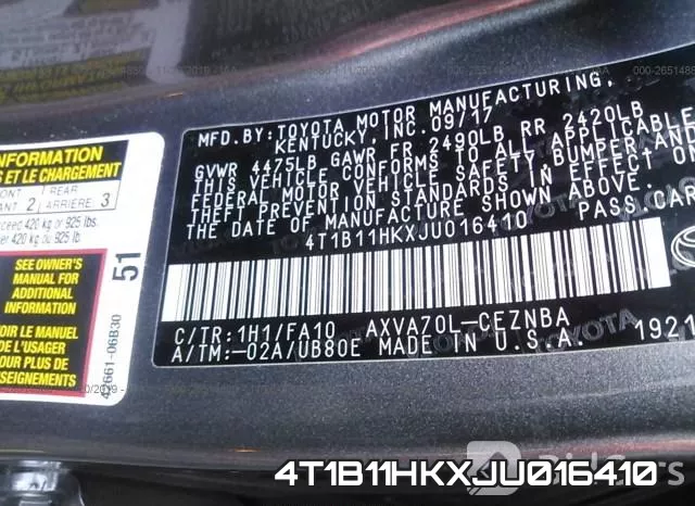 4T1B11HKXJU016410 фото 8