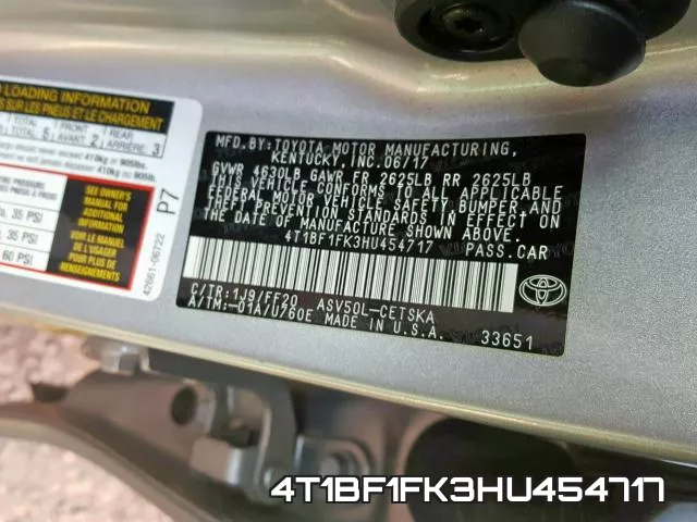 4T1BF1FK3HU454717 фото 2