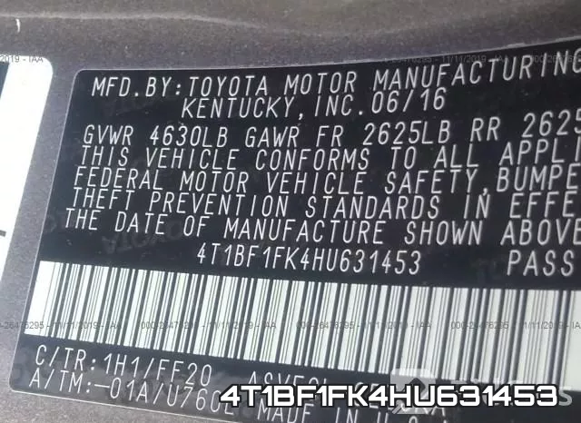 4T1BF1FK4HU631453 фото 7