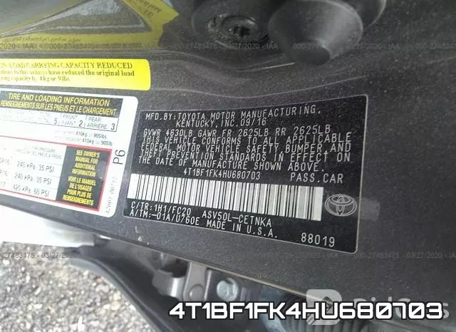 4T1BF1FK4HU680703 фото 7