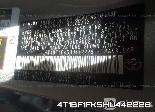 4T1BF1FK5HU442228 фото 6
