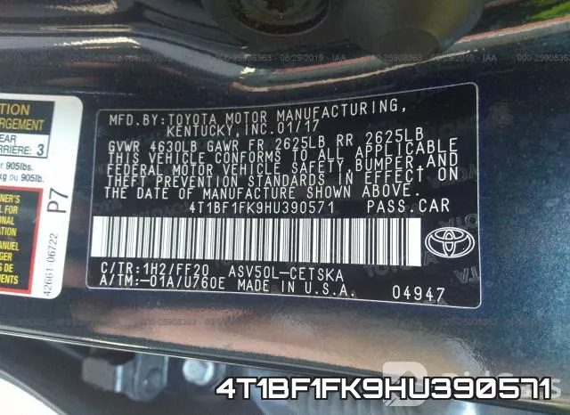 4T1BF1FK9HU390571 фото 8