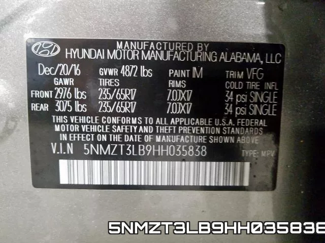 5NMZT3LB9HH035838 фото 2