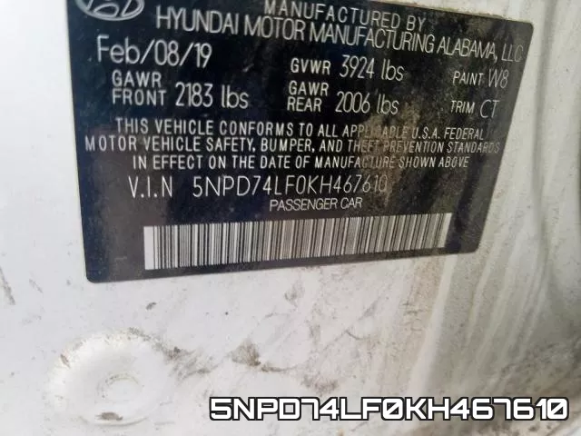 5NPD74LF0KH467610 фото 2