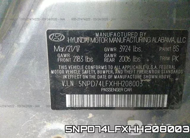 5NPD74LFXHH208003 фото 9