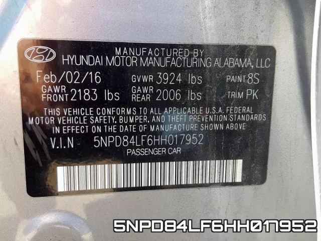 5NPD84LF6HH017952 фото 2