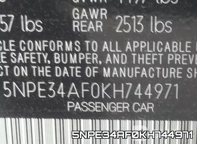 5NPE34AF0KH744971 фото 6