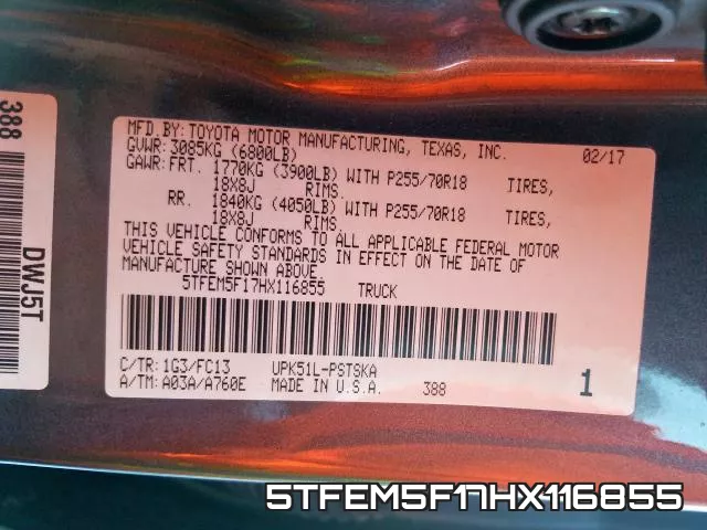 5TFEM5F17HX116855 фото 2