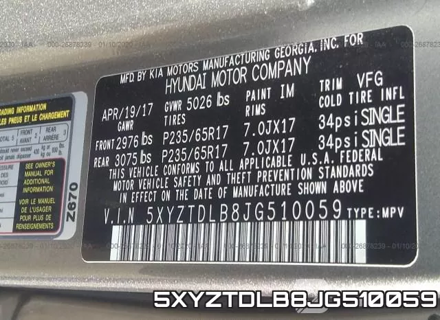 5XYZTDLB8JG510059 фото 7