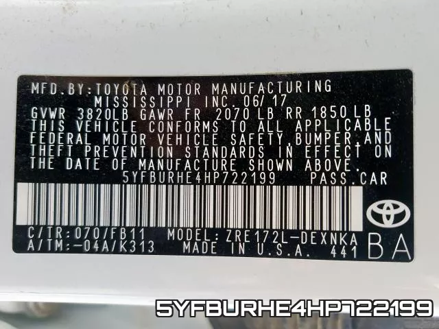 5YFBURHE4HP722199 фото 2