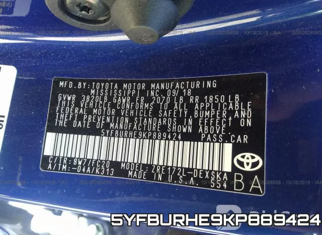 5YFBURHE9KP889424 фото 9