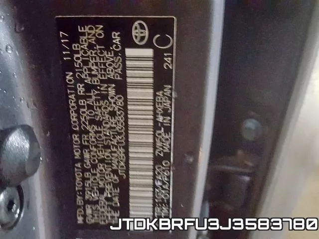 JTDKBRFU3J3583780 фото 2