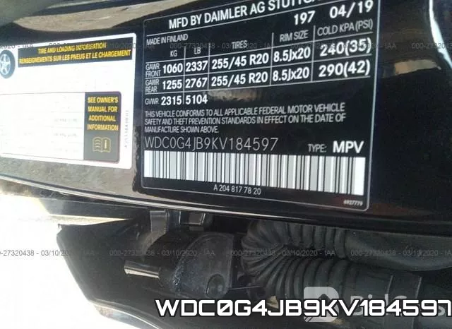 WDC0G4JB9KV184597 фото 9