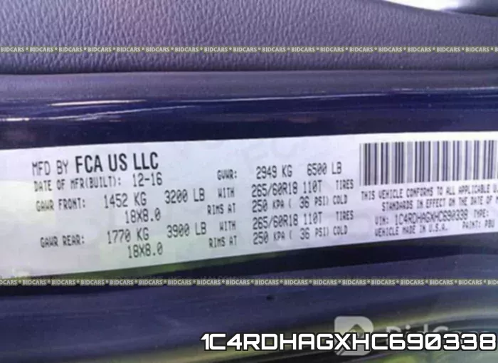 1C4RDHAGXHC690338 фото 10
