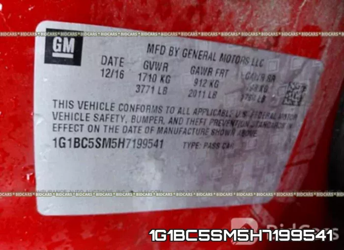 1G1BC5SM5H7199541 фото 10