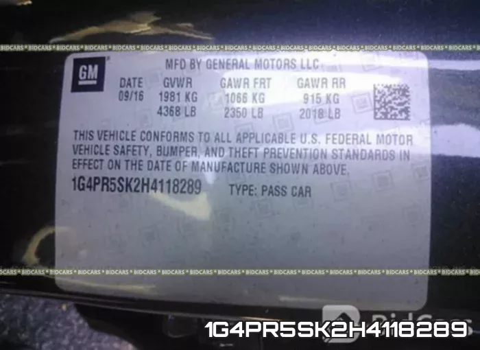 1G4PR5SK2H4118289 фото 10
